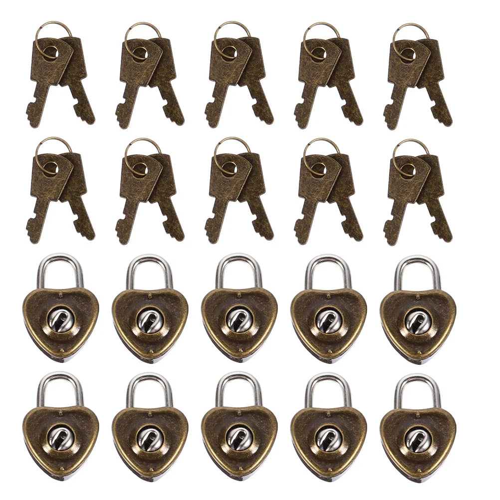 

25pcs Antique Heart Padlocks Hanging Luggage Lock Heart Lock with Keys