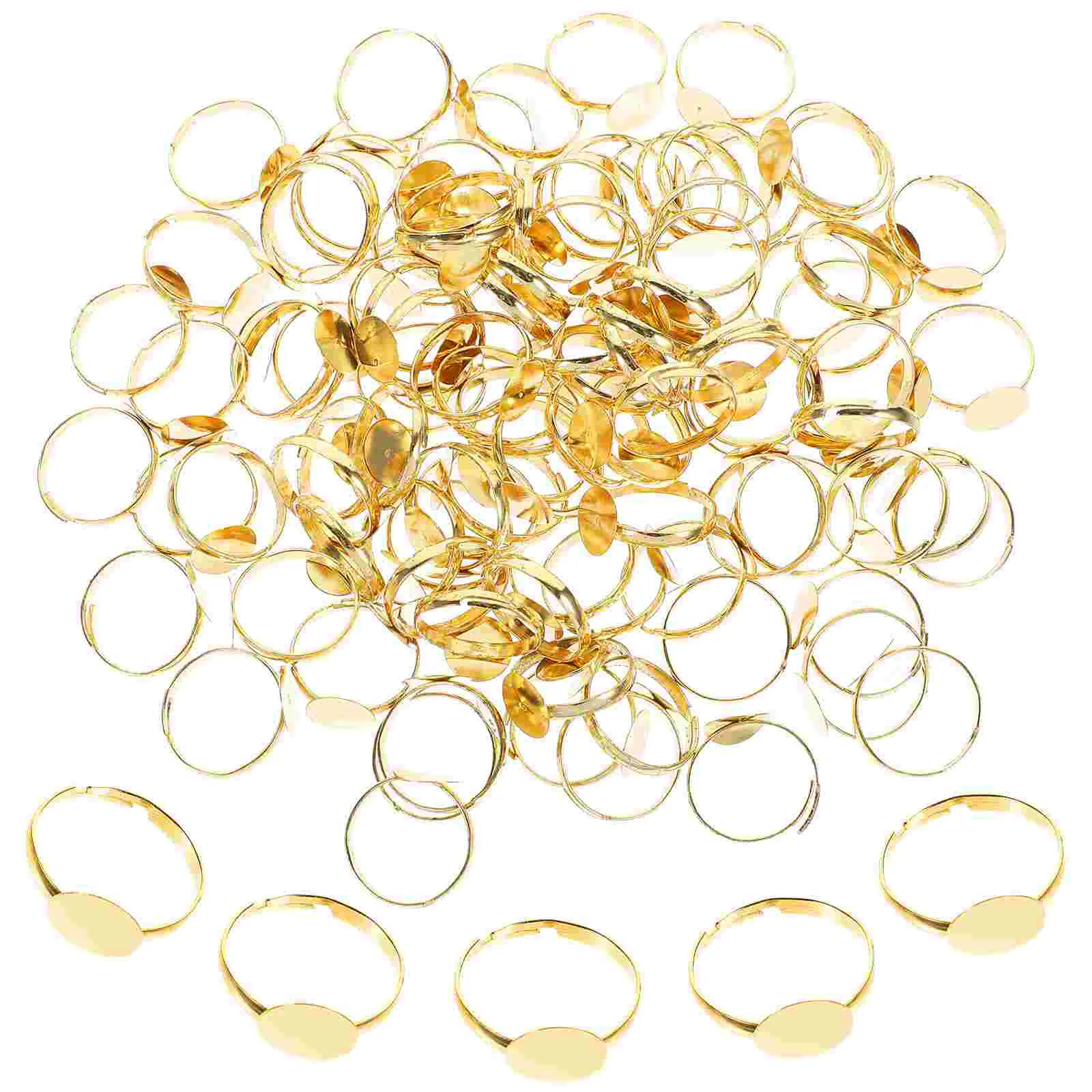 

100 Pcs Blank Adjustable Ring Holder Wedding Items Blanks Bezel Alloy Finger Rings Accessories