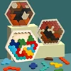 Wooden Hexagon Puzzle For Kid And Adults,Block Tangram Brain Teaser Toy Geometry Logic IQ Game Montessori Educational Gift 1