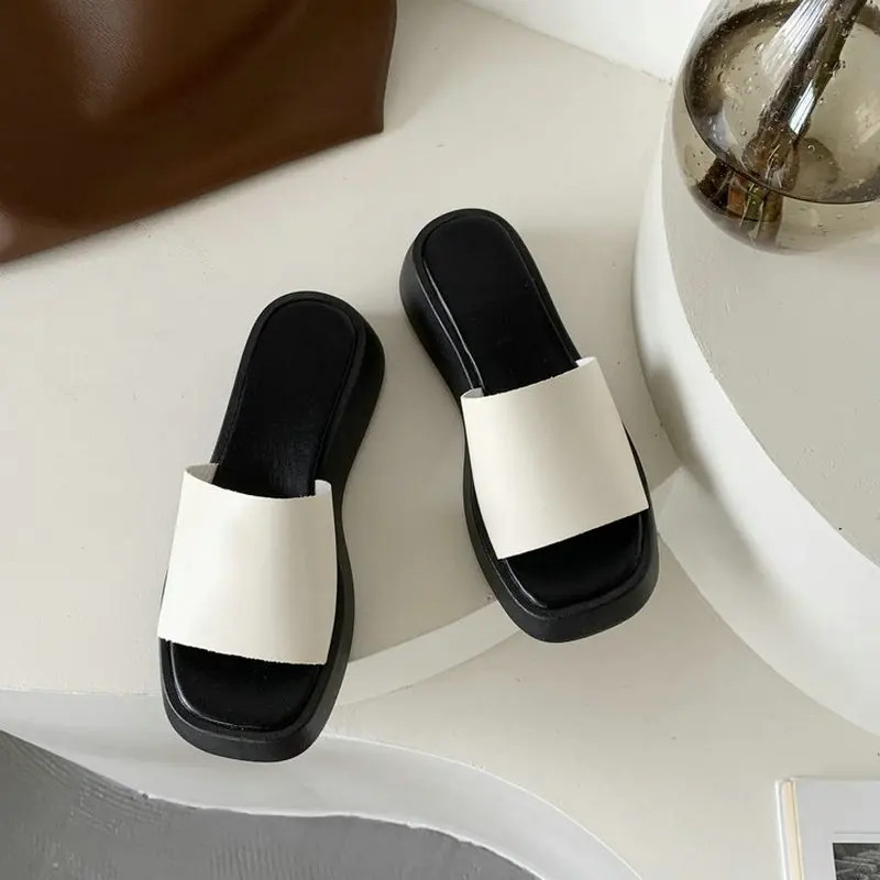 Slippers Women's Thick Sole Slope Heel Summer New Fashion Solid Color Women's Outwear 2023 Women's Shoes Casual Sandal Slippers