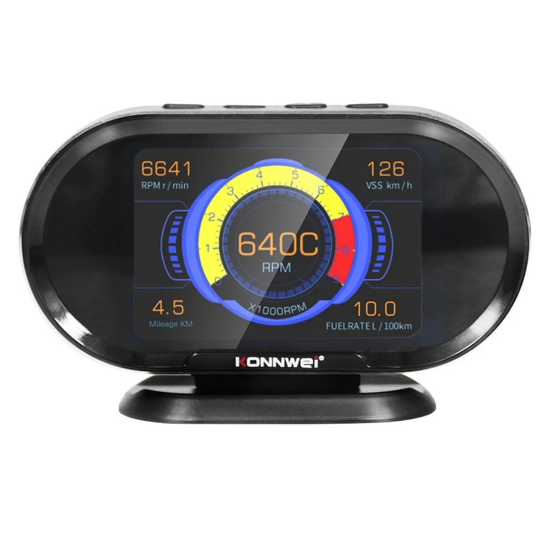 Автомобильный цифровой измеритель HUD KONNWEI KW206 OBD2 автомобильный умный OBD спидометр