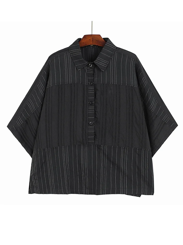 Женская Тонкая блузка в зеленую полоску свободная рубашка с отложным воротником