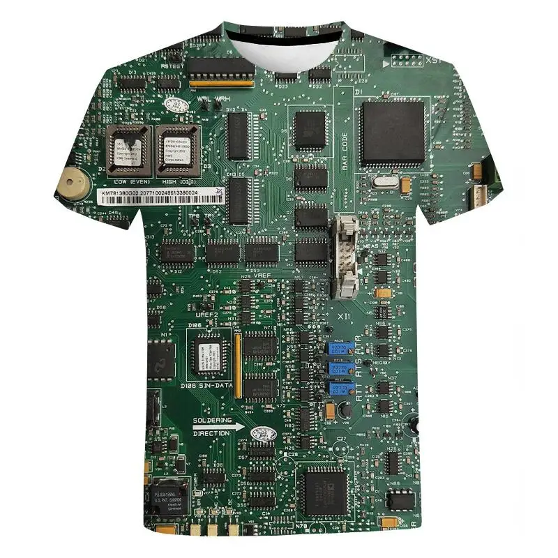 

Electronic Chip Hip Hop T Shirt Men Women 3D Machine Printed Oversized T-shirt Harajuku Style Summer Short Sleeve Tee Tops