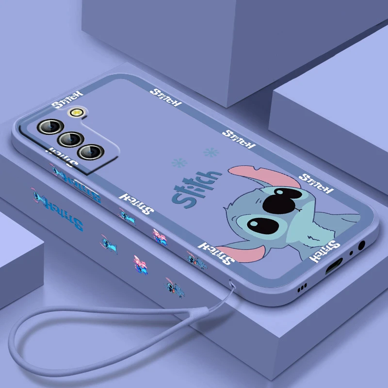 

Stitch LILO Cartoon Phone Case For Samsung Galaxy S23 S22 S21 S20 S10 S9 Ultra Plus Pro FE Liquid Left Rope Phone Case Fundas