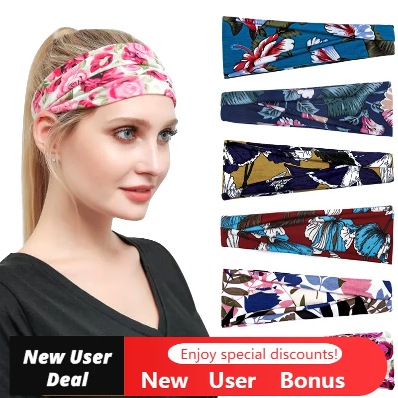 

Women's Headbands Boho Print Floral Knot Hijab Girls Makeup Face Wash Headband Fashion Headwear Hair Accessories