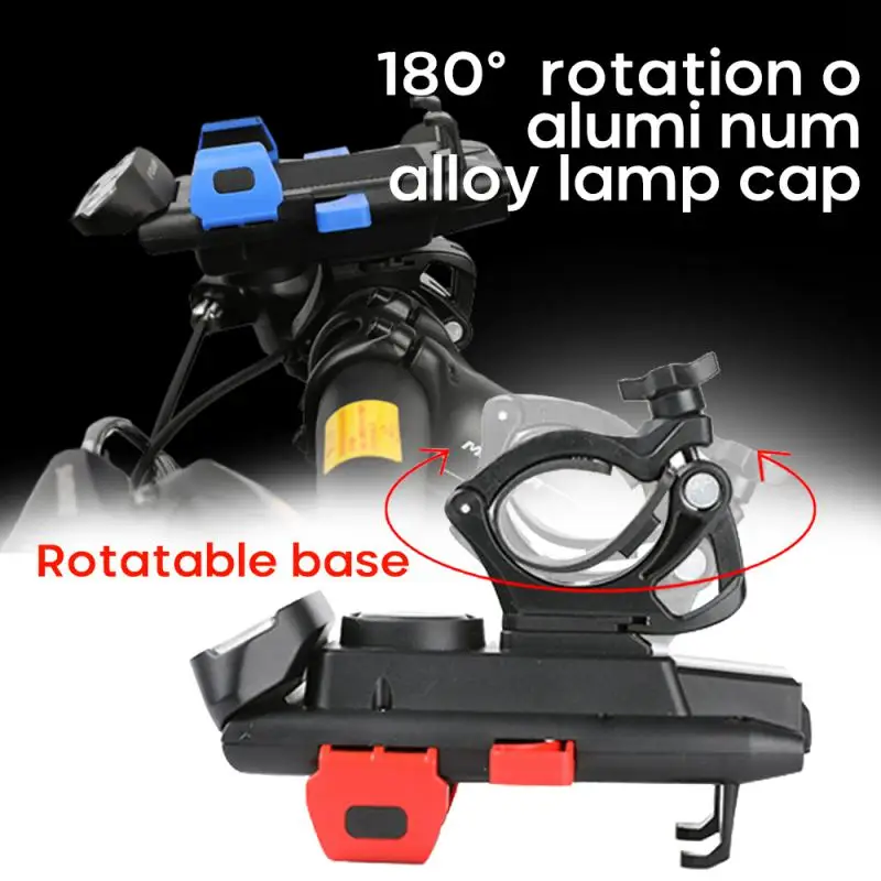 

Bicycle Headlight Front Light Handlebar Light 1500 Lumens Waterproof 4 In 1 USB Charging Trumpet Mobile Phone Holder Flashlight