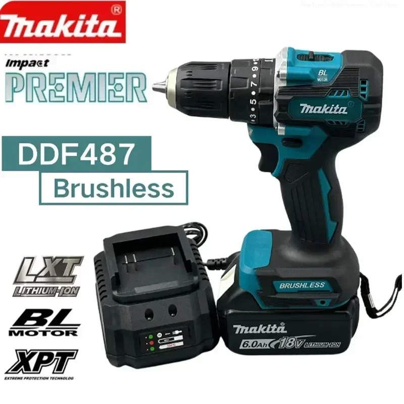 Makita DDF487 Отвертка Аккумуляторная ударная дрель 18 В Электрический бесщеточный