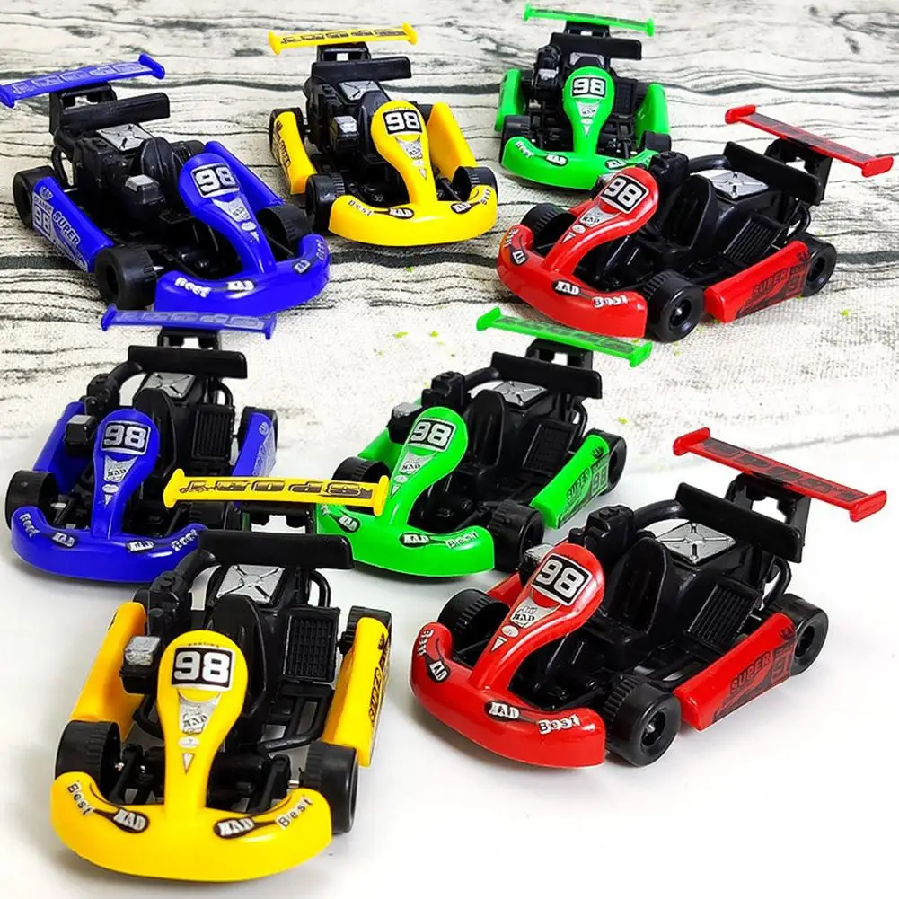 

Kid's Colorful Cartoon Racing Toys Back Force Kart Racing Car Model Mini Back Force Small Car Toys Educational Toys For Boys
