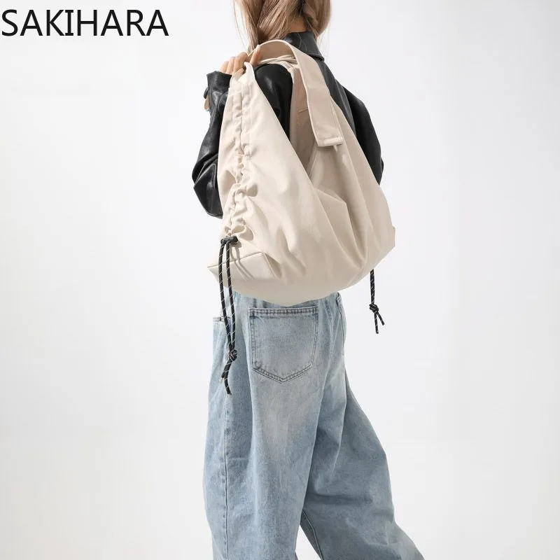 Корейские сумки через плечо для студентов вместительные повседневные на шнурке