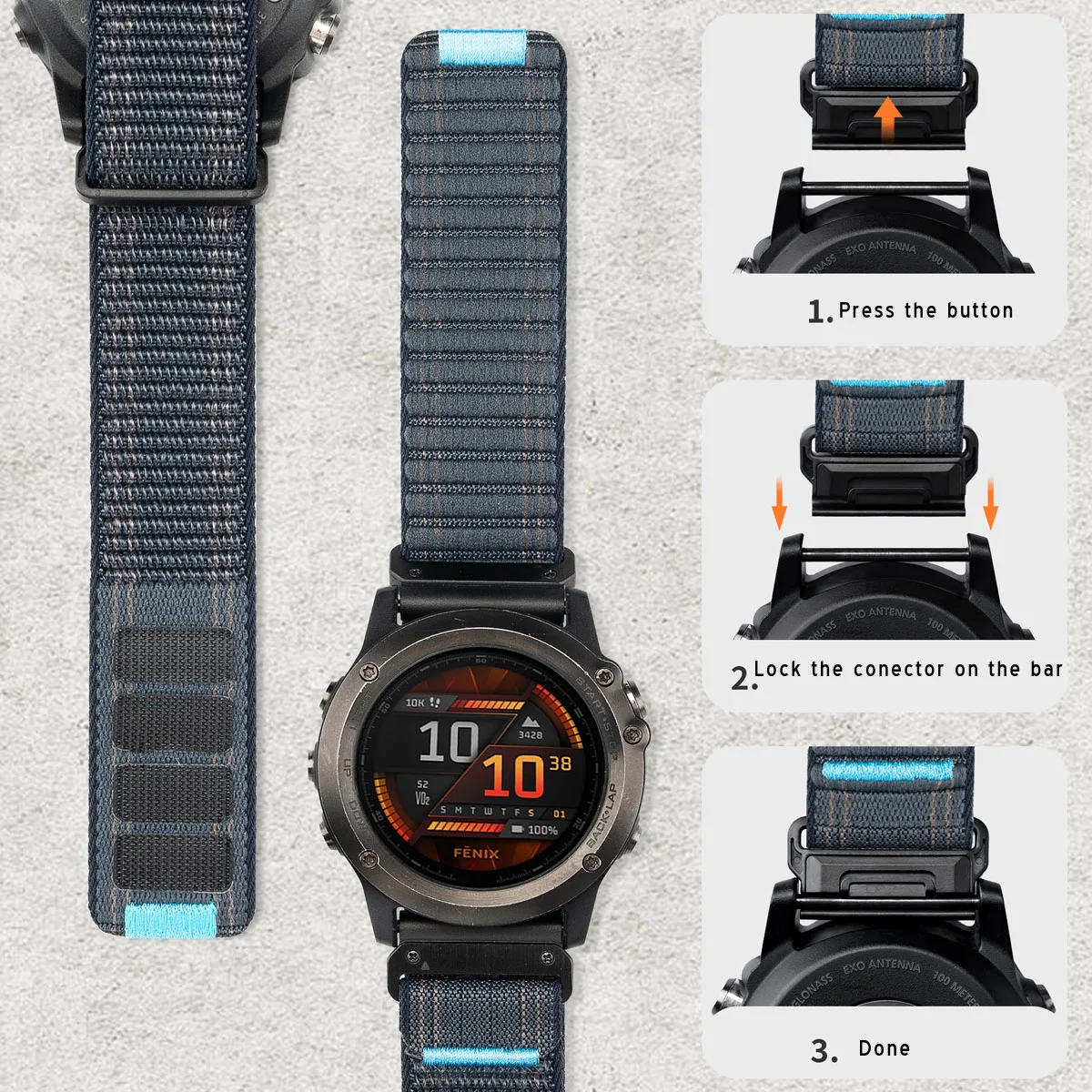 Нейлоновый ремешок с морской волной для Garmin Fenix 8 5 6 7X Pro Epix 935 965 Tactix MARQ Сменный
