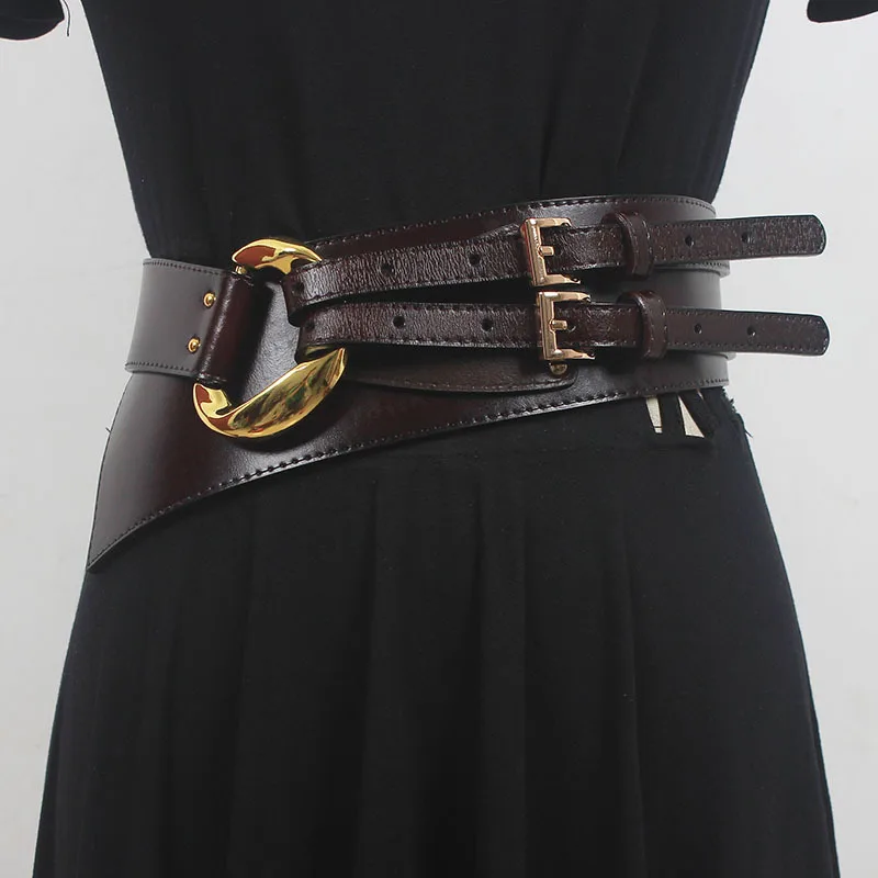 Fashion Wide Cowskin Cummerbund Women's Cummerbunds Knot Real Leather Waistbands For Dress Decorate Waist Belt Coat Accessorie