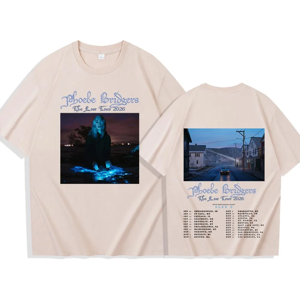 Фото Футболка Phoebe Bridgers The Lost Tour 2026 для мужчин и женщин, повседневная рубашка с короткими рукавами и круглым вырезом в стиле Харадзюку №4