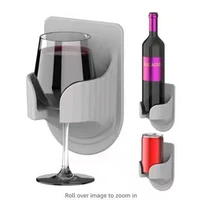 self adhesive wine holder wall mounted goblet support rack plastic bath shower beer wine cup hanger home storage accessories