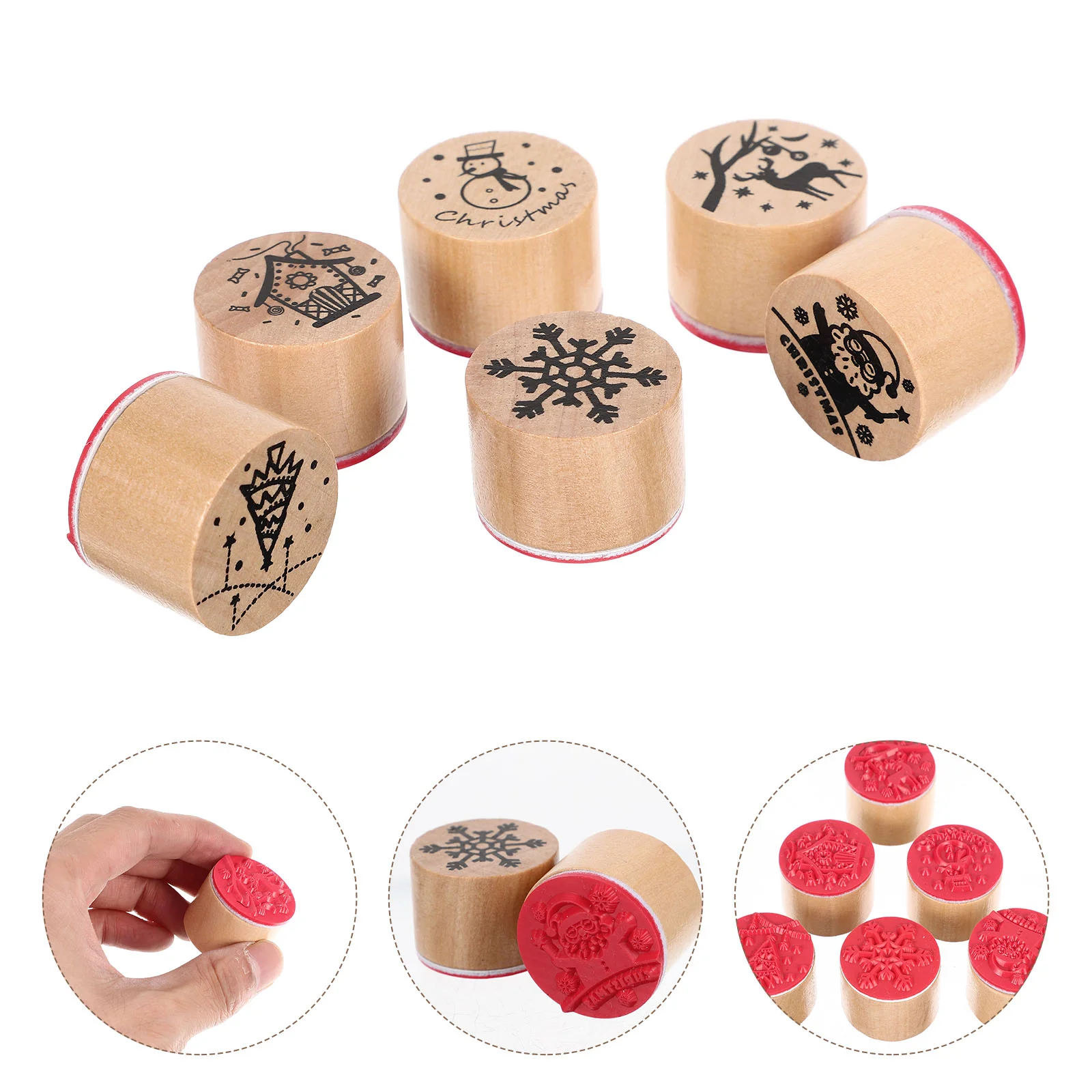 

Christmas Stamp Stamps Stamper Rubber Stamperswooden Toys Seal Set Gift Diy Kids Decorative Ink Children Wood Scrapbook Toy