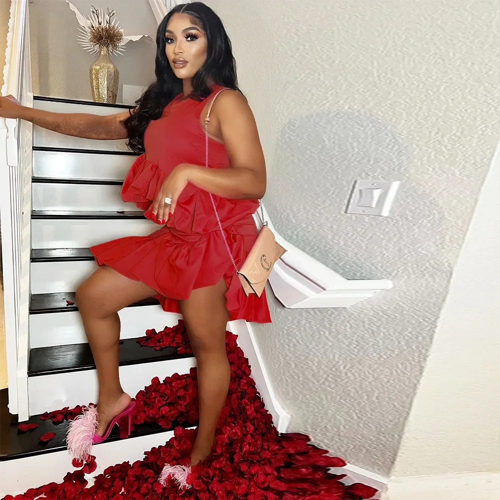 Женский костюм-юбка-миди с оборками и укороченный топ круглым вырезом 2024 летняя