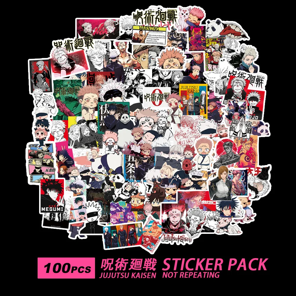 

New 100 Pcs Jujutsu Kaisen Stickers for Luggage Skateboard Phone Laptop Moto Bicycle Wall Guitar Sticker Waterproof Anime Toy