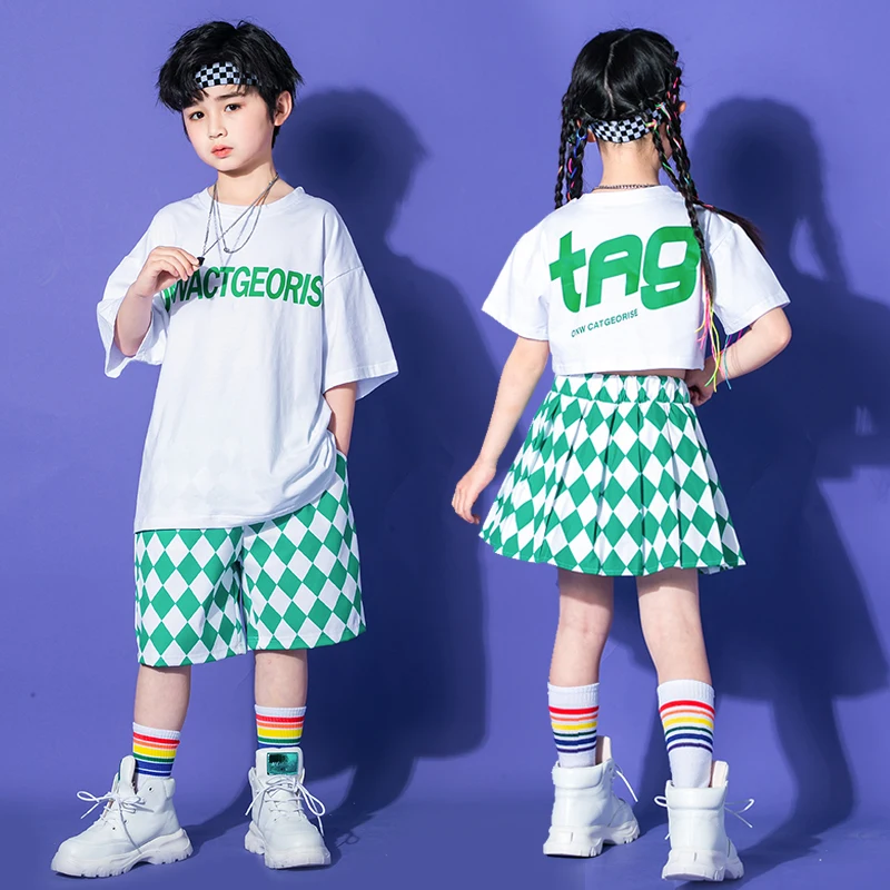 

Детская стандартная одежда в стиле хип-хоп, укороченные Майки, футболки, топы, шорты для девочек и мальчиков, джазовые танцевальные костюмы, одежда для выступлений болельщиков