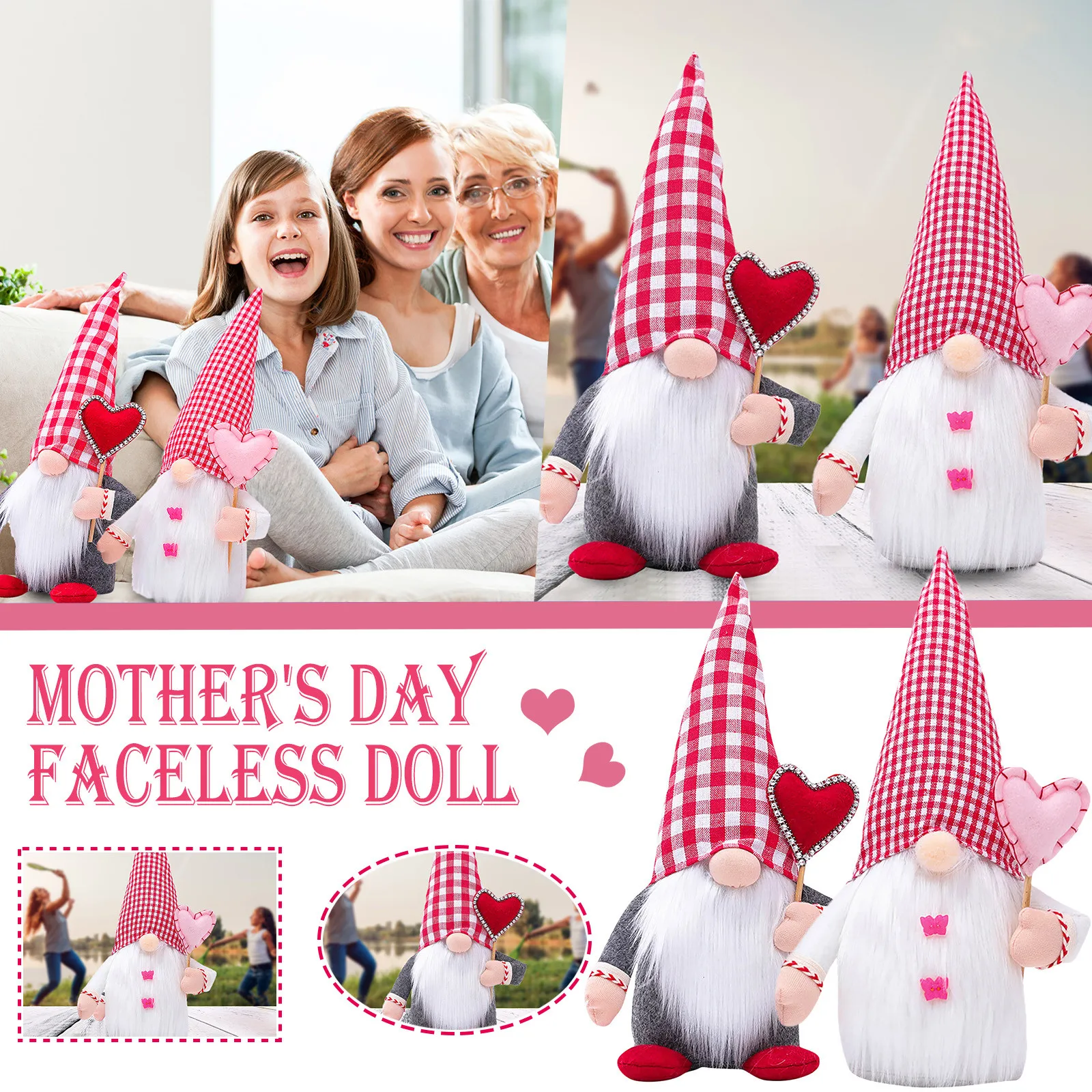 

Piston Man Sculpture Mother's Day Gnomes Gift Spring Flowers Dwarf Gnome Toy, Dwarf Faceless Doll Christmas Ball Ornament