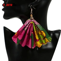 afripride african earrings ethnic ankara earrings fan shape african print earring for women ankara handmade jewelry wya081