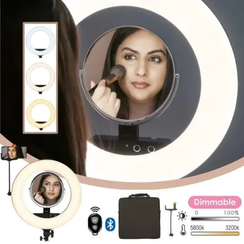 

LED Ring Light 18" Dimmable Phone Selfie Make Up Youtube Live Video Camera