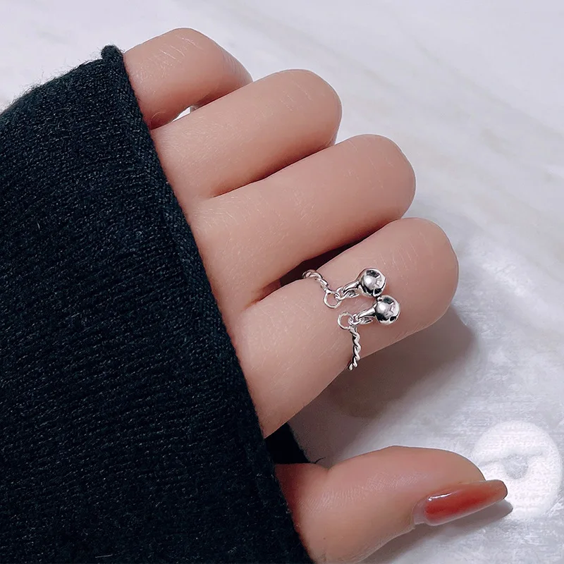 

2022 New Double Bell Open Bell Ring Double Palace Bell Niche Design Braided Ring