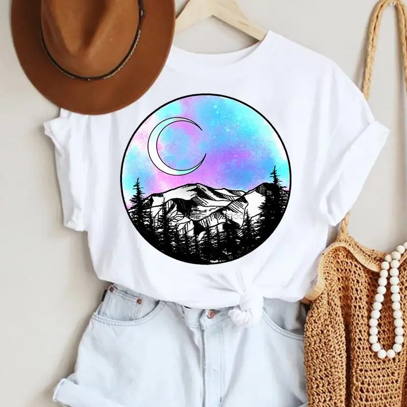 

T-shirts Print Trend Women Watercolor Space Cartoon Casual Fashion Graphic Short Sleeve Tshirt Top Lady Travel Tee