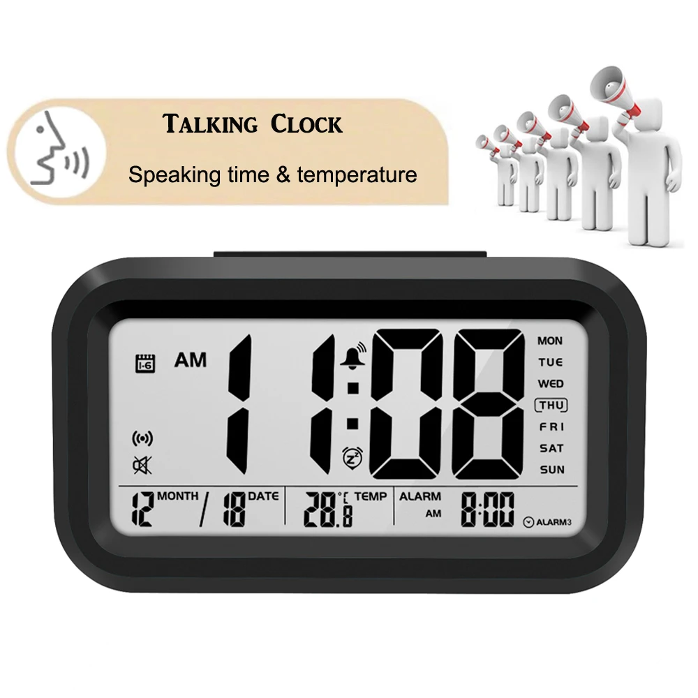 Speaking Time And Temperature Digital Bedroom Snooze Alarm C