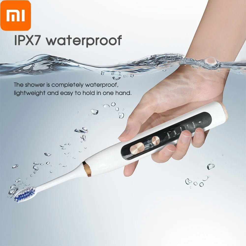 

Xiaomi Gold Button 5 Modes USB Charger Replacement 8 Brushes Heads Smart Timer Teeth Dental For Adult Sonic Electric Toothbrush