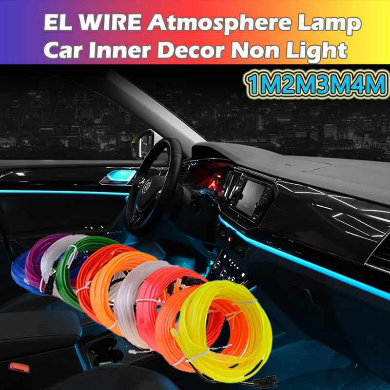

Car EL Wire String Strip Rope Tube Light Interior Decorative Party Atmosphere LED Lamp Neon Lighting Flexible Decorative Lamp
