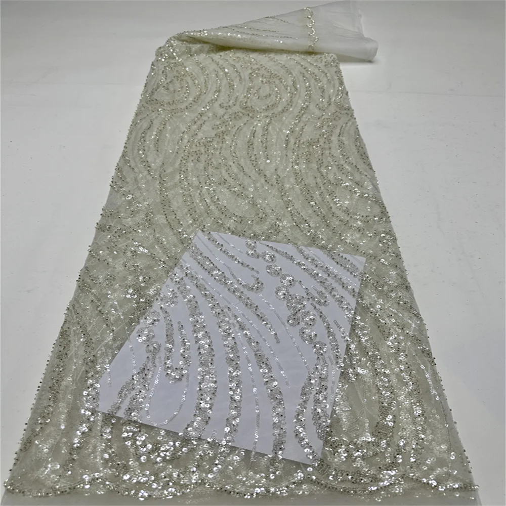Новинка 2024 африканская нигерийская Изысканная кружевная ткань с блестками и