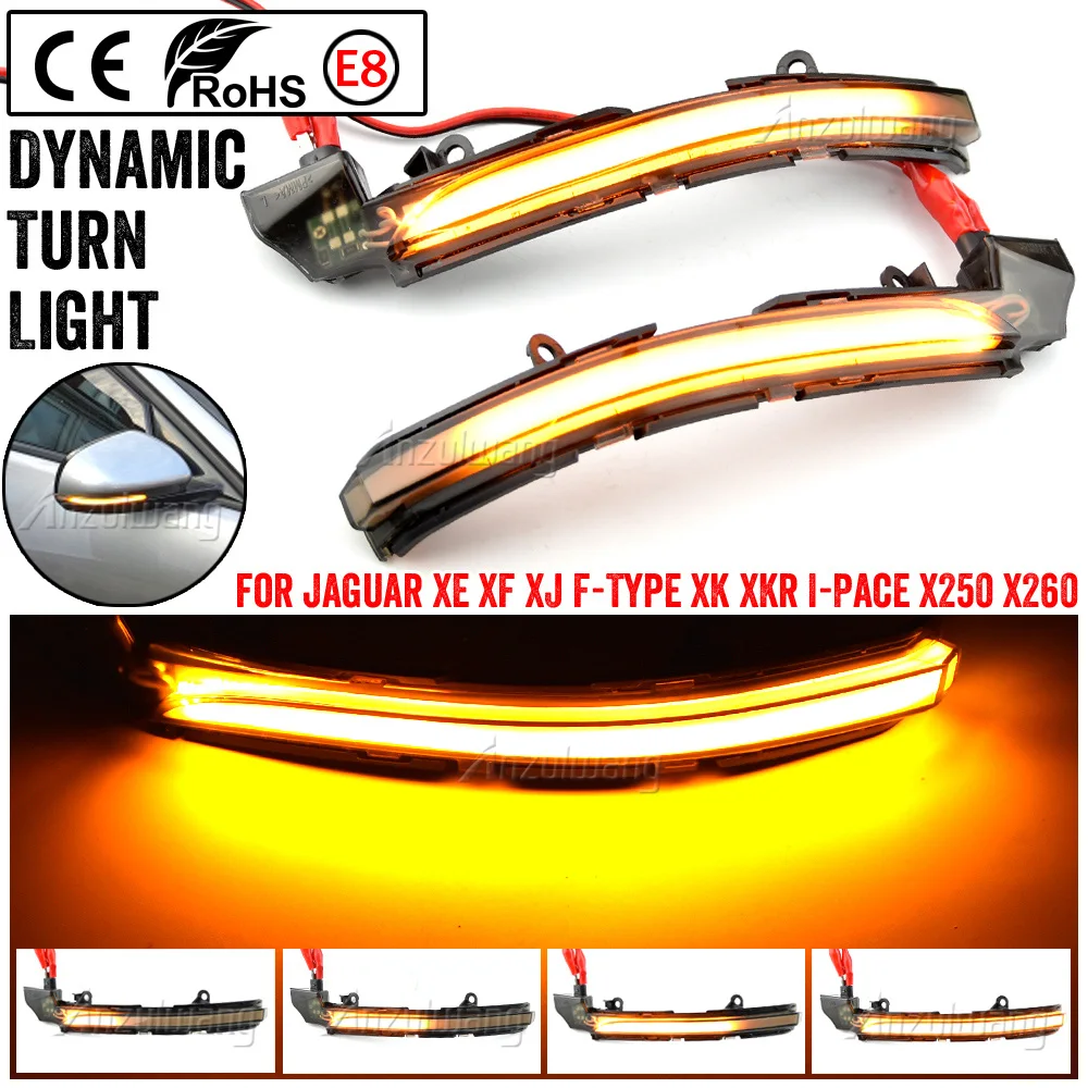

Pair LED Dynamic Side Rearview Mirror Indicator Light Turn Signal Lights Lamp for Jaguar XE XF XJ F-TYPE XKR IPACE X250 X260