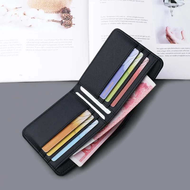 Короткий кошелек для мужчин черный/кофейный цвет Женский 8 отделений карт + 2