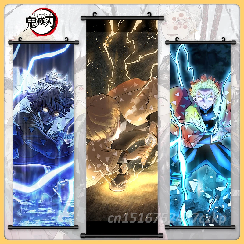 

Home Decor Canvas Demon Slayer Pictures Poster Print Agatsuma Zenitsu Wall Art Scroll Anime Hanging Painting Bedside Background