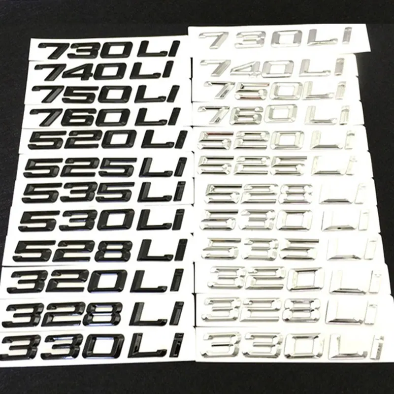 

320Li 520Li 525Li 730Li letter Car stickers for BMW 3 7 5 Series body modification displacement label trunk decoration decals