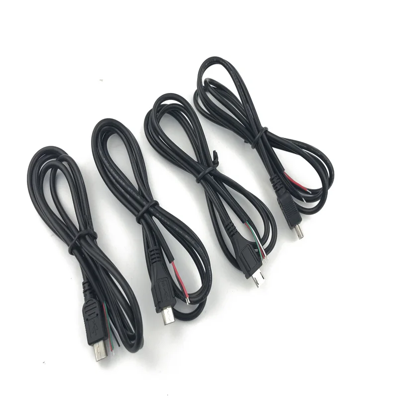 

1pcs Micro Mini USB Male Jack Power Cable 5Pin Black Charging Data Transmission Connector with 1 meter Wire