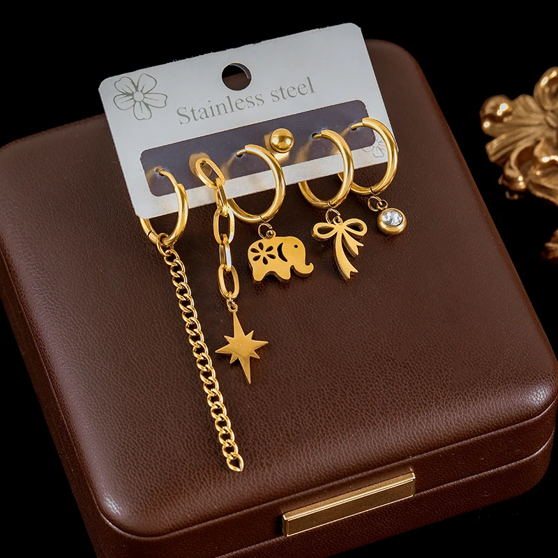 GANEMLY из нержавеющей стали 316L металлические круглые серьги с цветком набор для