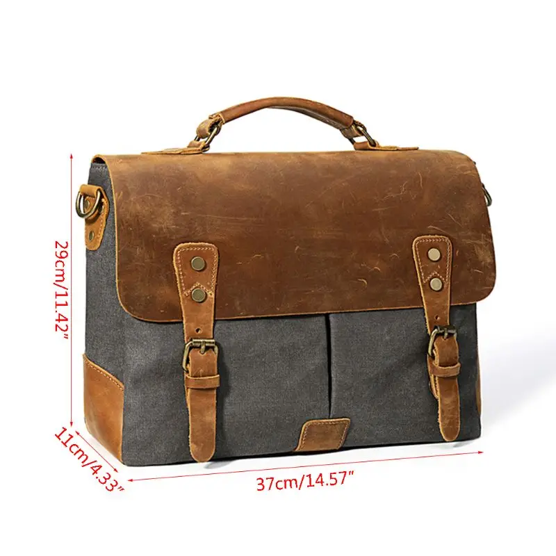 Men's Canvas Briefcase Business Shoulder Crossbody Bag Messenger Laptop Bag Handbag