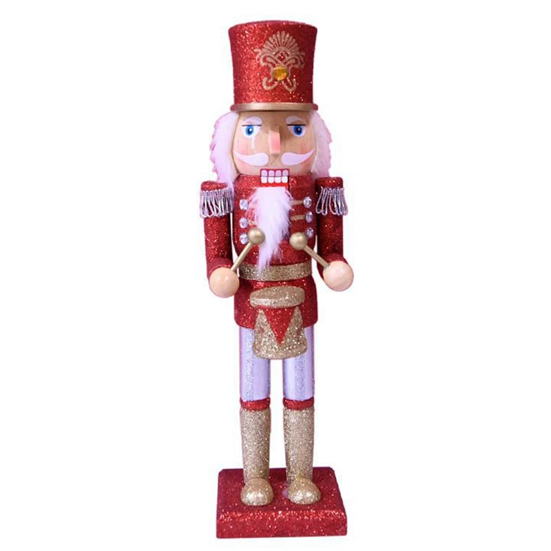 

36CM Nutcracker Soldier Puppet Golden Pink Drum King Nutcracker For Christmas Gift Home Office Decoration