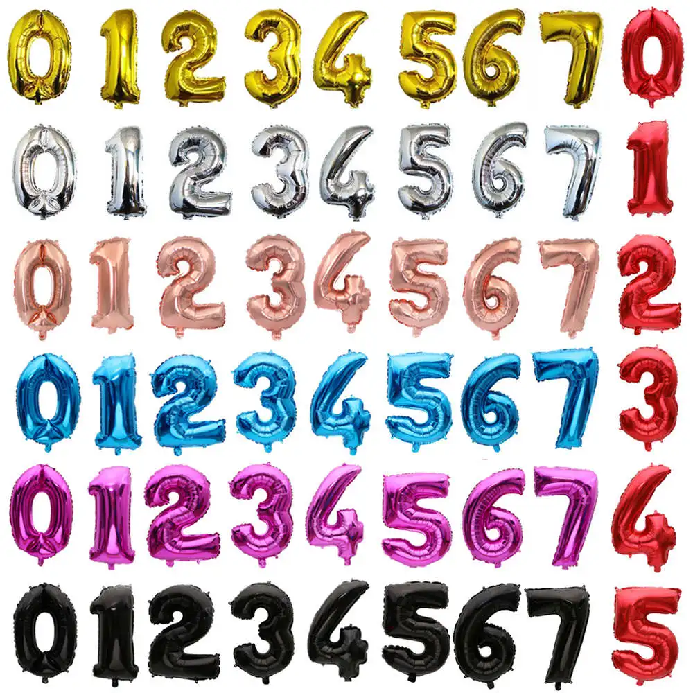 Воздушные шары с цифрами 0123456789 32/40 дюймов большие размеры розовые золотые