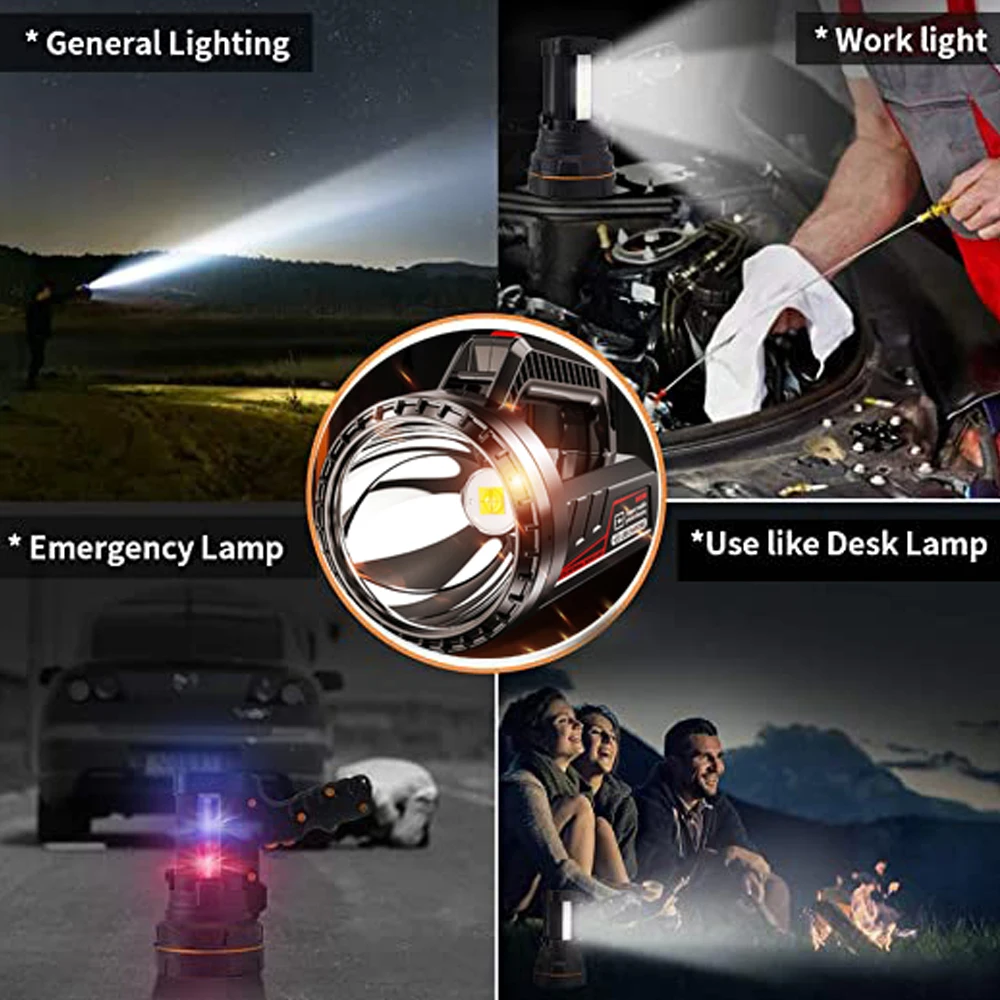 NEW USB High Power Powerful Led Flashlight Portable Searchlight Rechargeable Spotlight Hunting Lamp Camping Outdoor Lighting