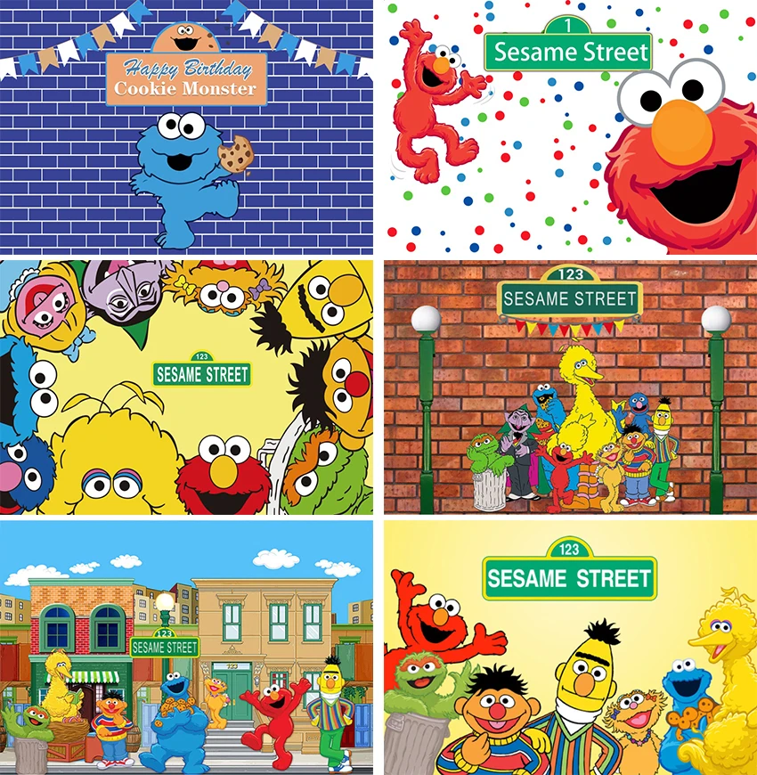 

Children's Birthday Photoshoot Backdrops Sesame Street Party Decorations 1st Birthday Photography Background Photocall