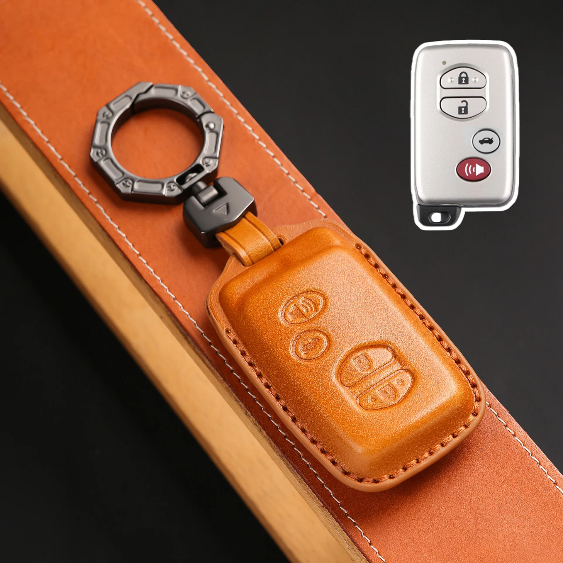 

4-кнопочный Умный брелок для ключей, кожаный брелок для автомобильного брелока, чехол для Toyota Land Cruiser Prado 150, фотоаксессуары