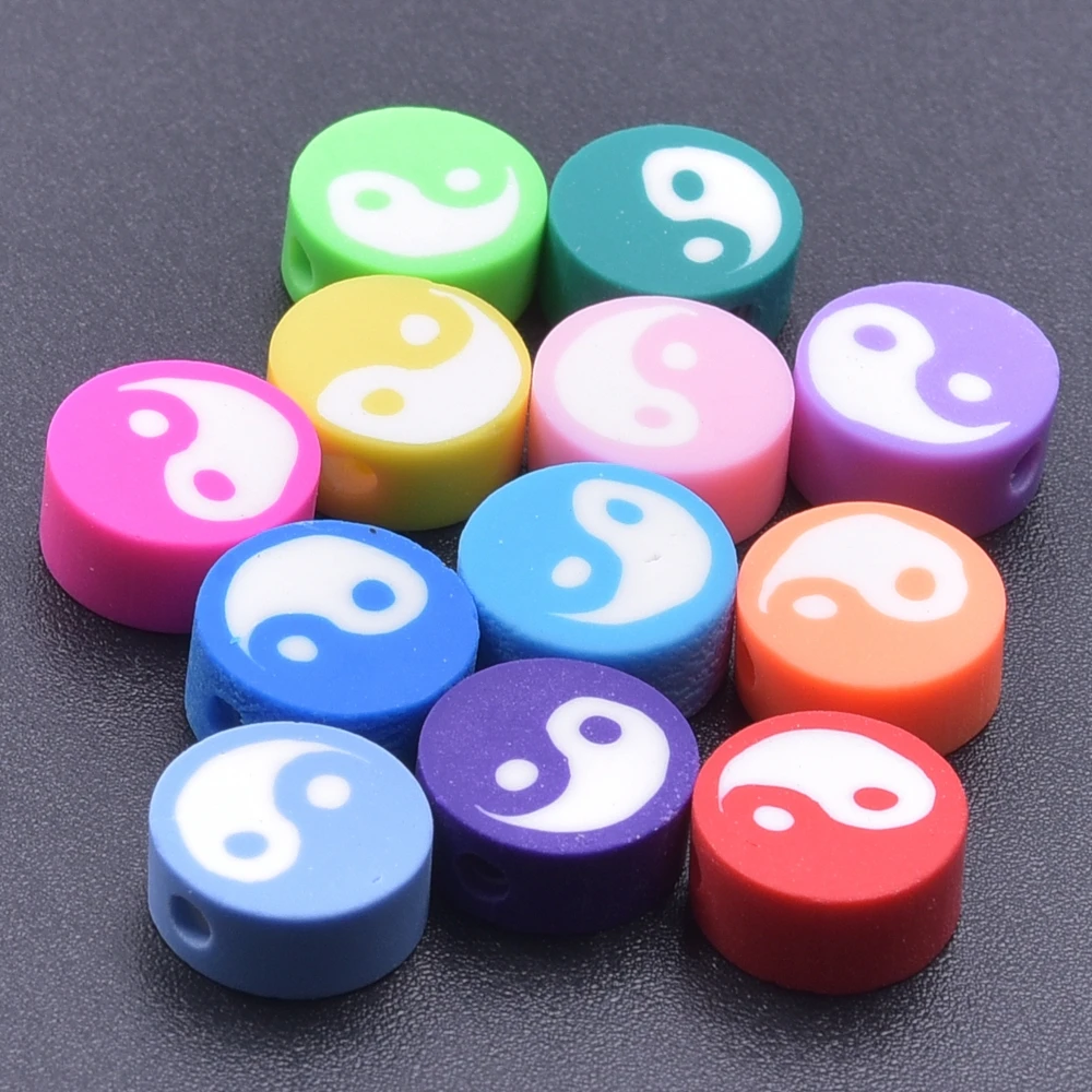 

Mix Color Round Yin-Yang Clay Beads For Jewelry Making Supplies Handmade Bracelets Anklet Materials Cuentas Para Hacer Pulseras