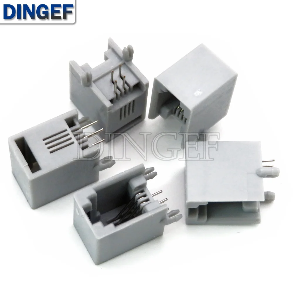 

5 шт. розетка RJ11 4P4C 6P2C 6P4C 6P6C 8P8C сиденье RJ12, гнездо для телефона, 6 ядер, кристаллическая головка, черный, серый