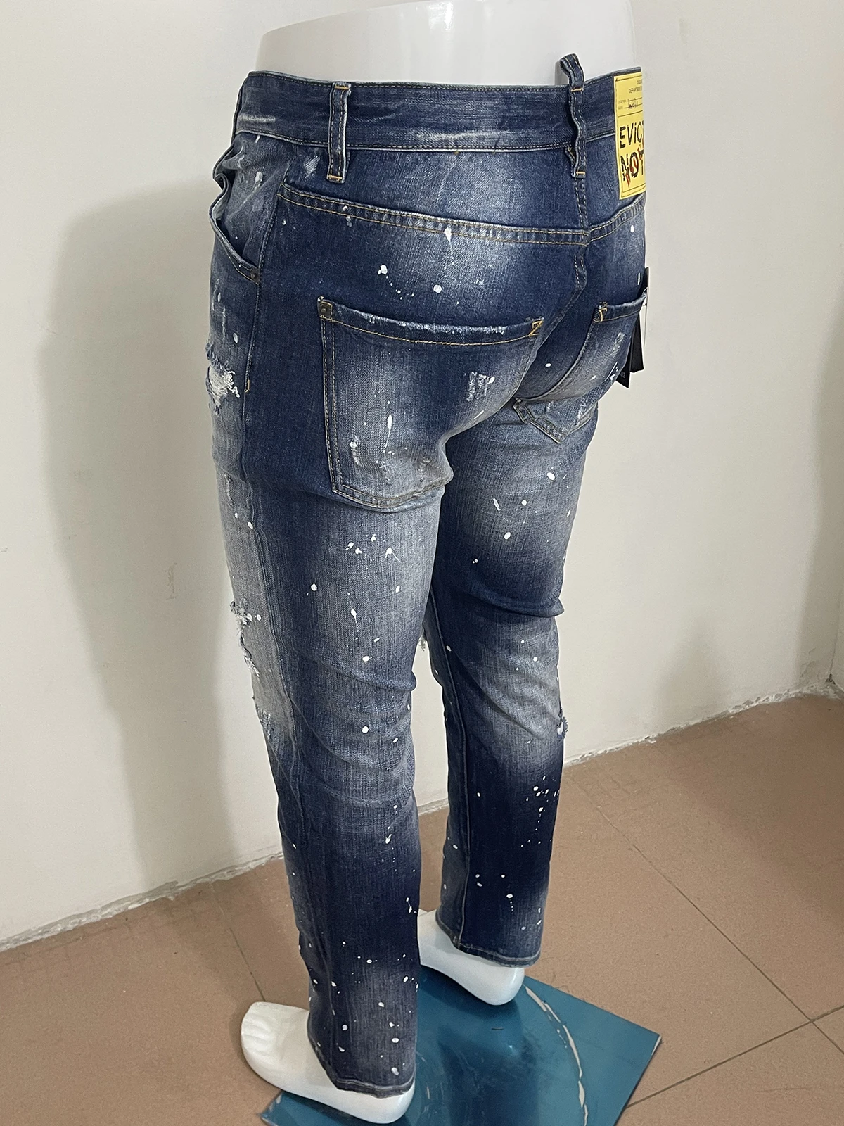 Spring and summer 2023 new jeans men D2 jeans small feet micro-elastic slim wash daily printing lettering leisure