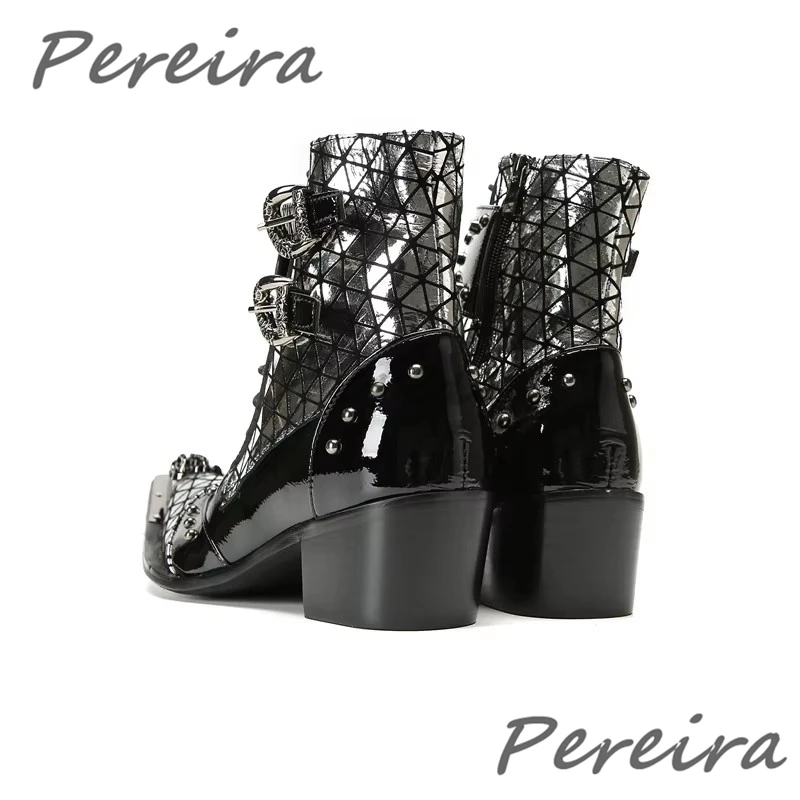 Мужские ботинки из лакированной кожи черного золота смешанные цвета мужские