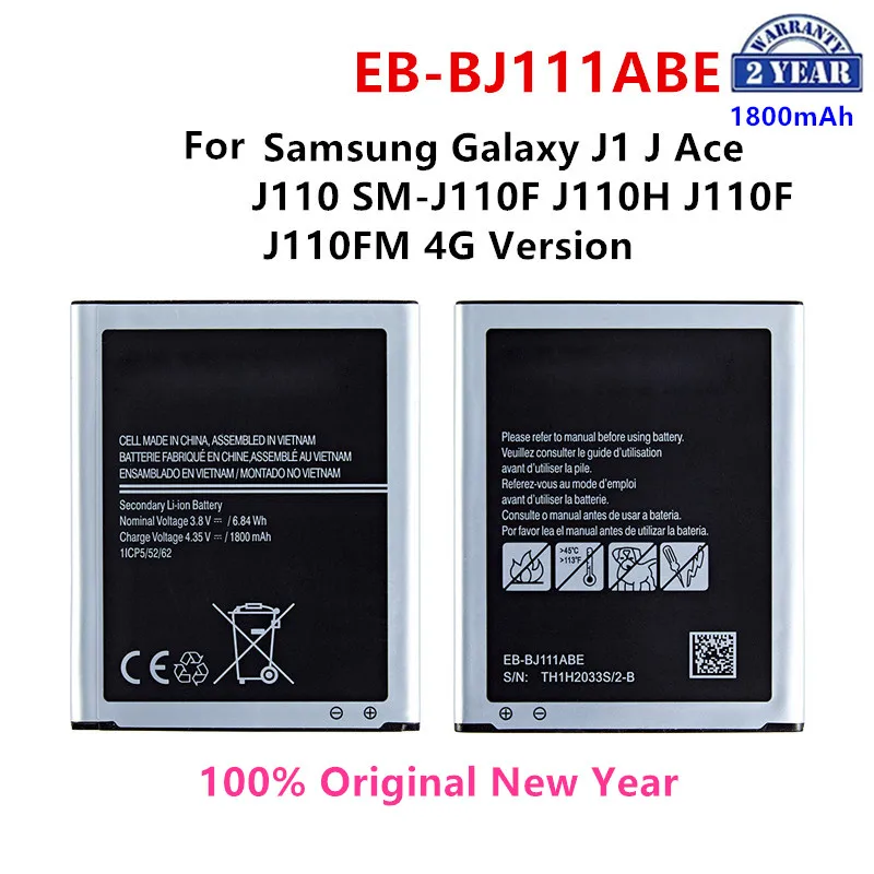 

100% Orginal EB-BJ111ABE 1800mAh Battery For Samsung Galaxy J1 J Ace J110 SM-J110F J110H J110F J110FM 4G Version