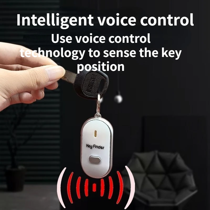 Intelligent voice control positioning for key loss prevention, looking for key chain alarm, whistling and retrieving key holder