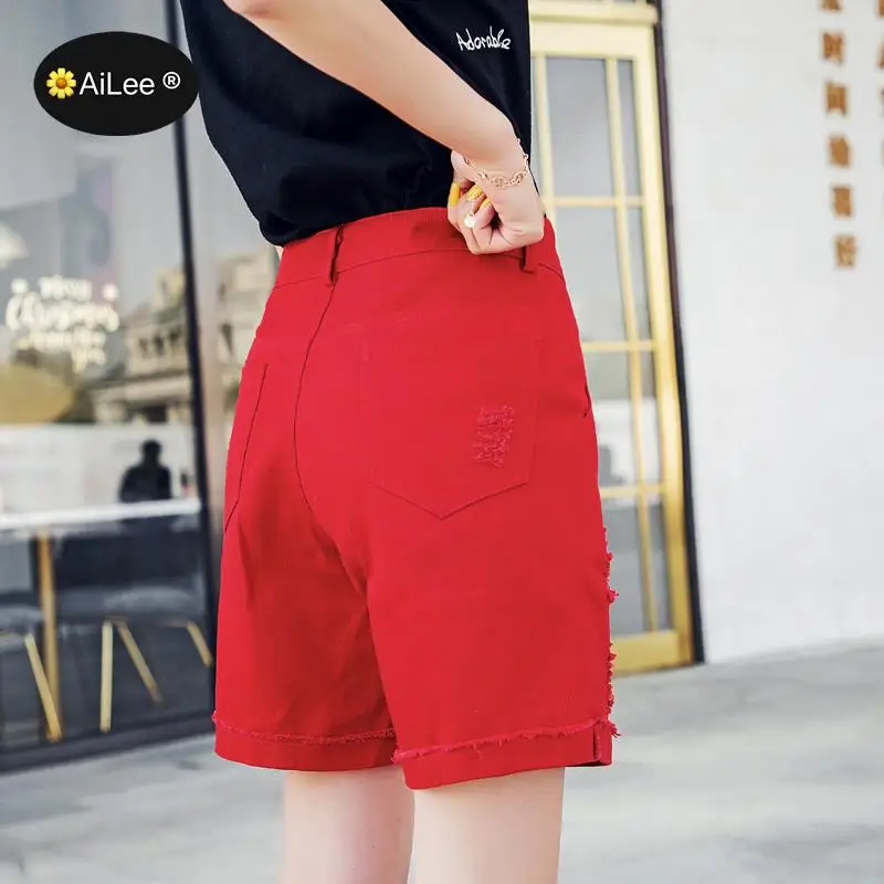 Oversize 5XL Streetwear High Waist Wide Leg Half Long Shorts For Women Summer New Fashion Shorts Women Loose Hole Midi Shorts