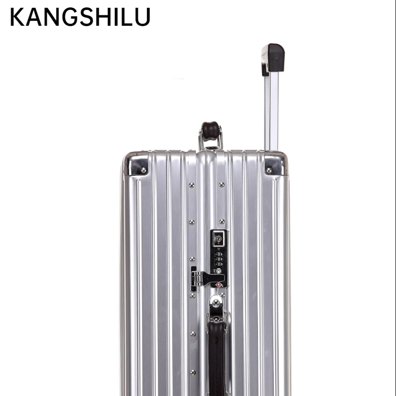 KANGSHILU 100%Aluminum Magnesium 20''24''26''29'' Suitcases  Luggage Female Boarding Trolley Case Password Travel with Wheels